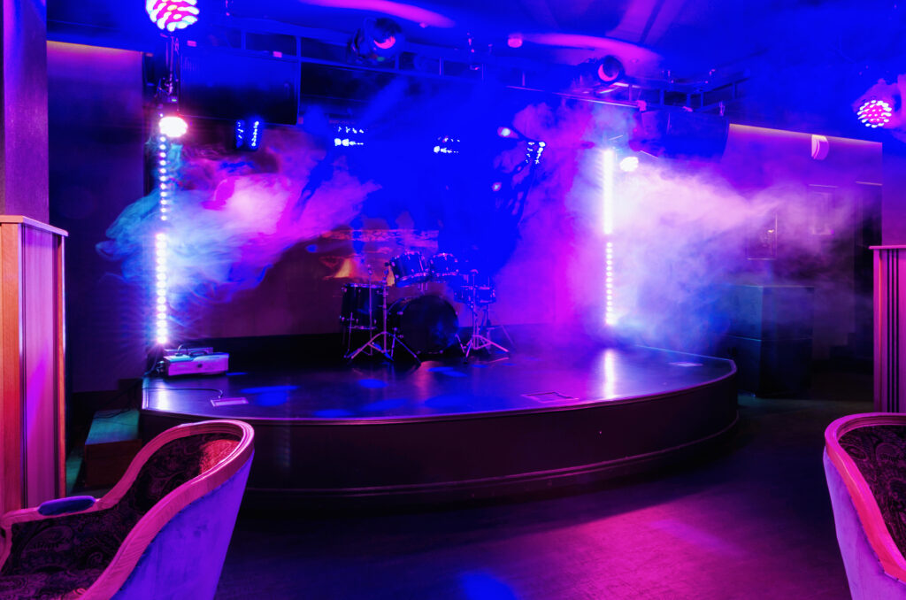 club interior with stage and disco